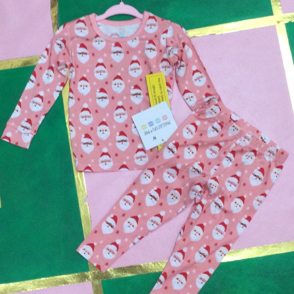 NWT MACARON+ME PINK SANTA PAJAMAS